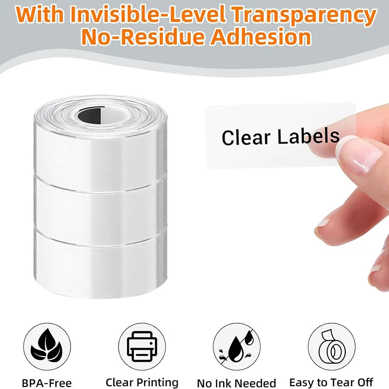 Transparente runde rechteckige Thermo-Etikettenrolle, selbstklebendes Aufkleberpapier, langlebig, bedruckbar, Dankeskarte, Preis, Barcode-Tag, M110 M220 – Detail 1