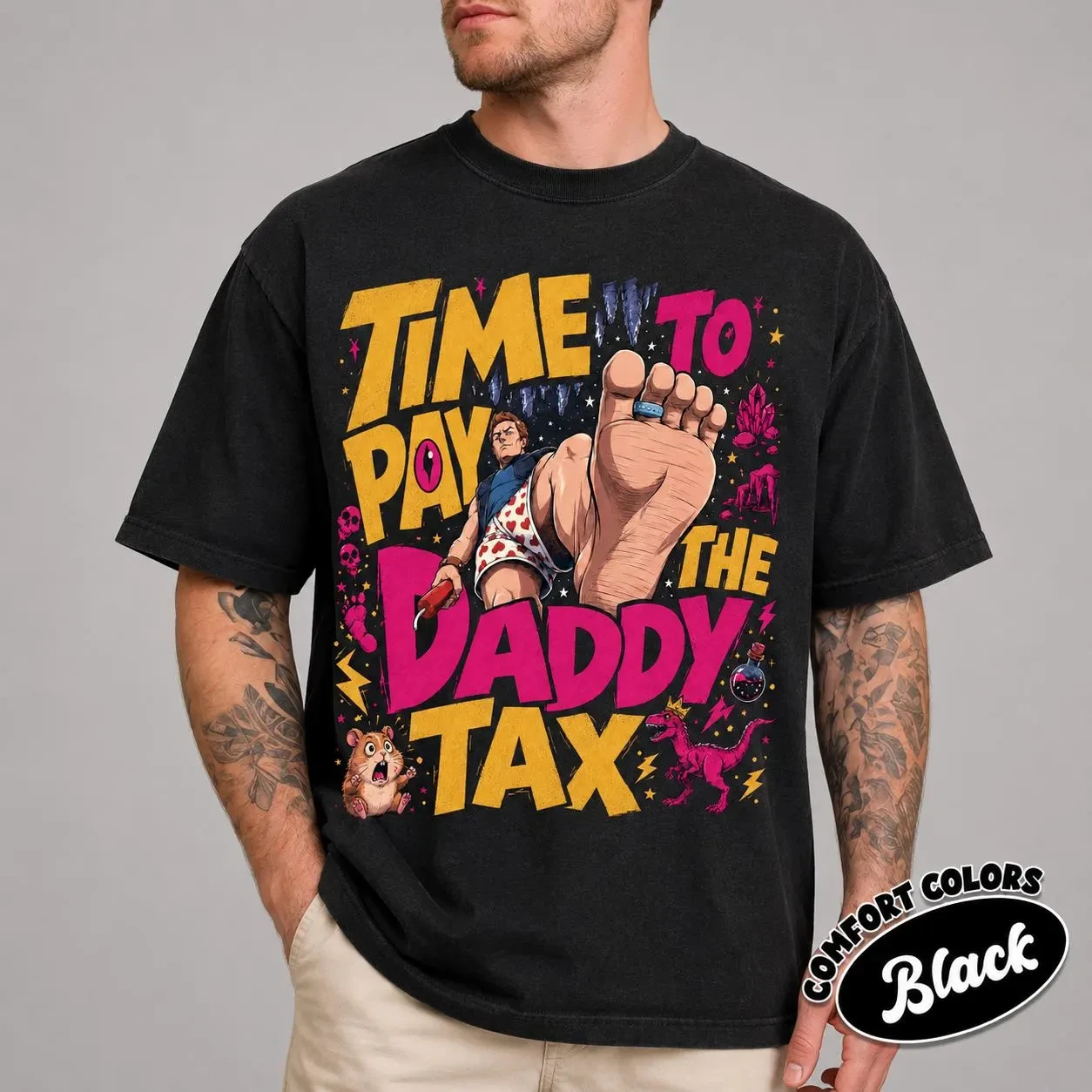 Vintage Daddy Tax Dungeon Crawler Carl Shirt, Time To Pay The Daddy Tax, Carl & Donut Sci Fi Fantasy Novel Reader Achievement