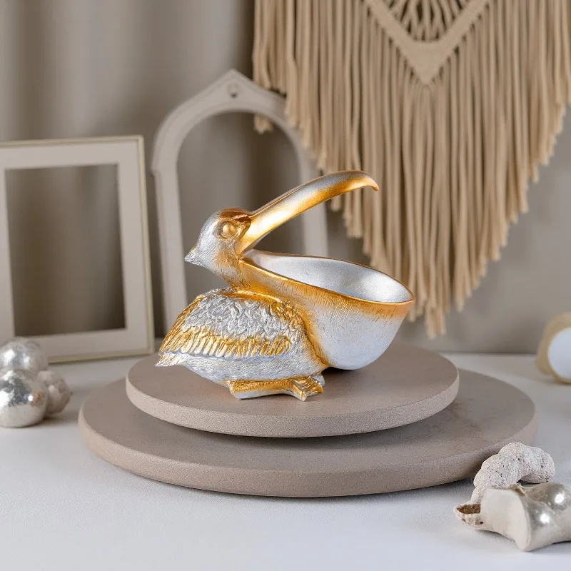 1pc Creative European-style Home Decor Pelican Animal Ornament,Key Storage Accessory for Liquor Cabinet,Living Room,Shoe Cabinet