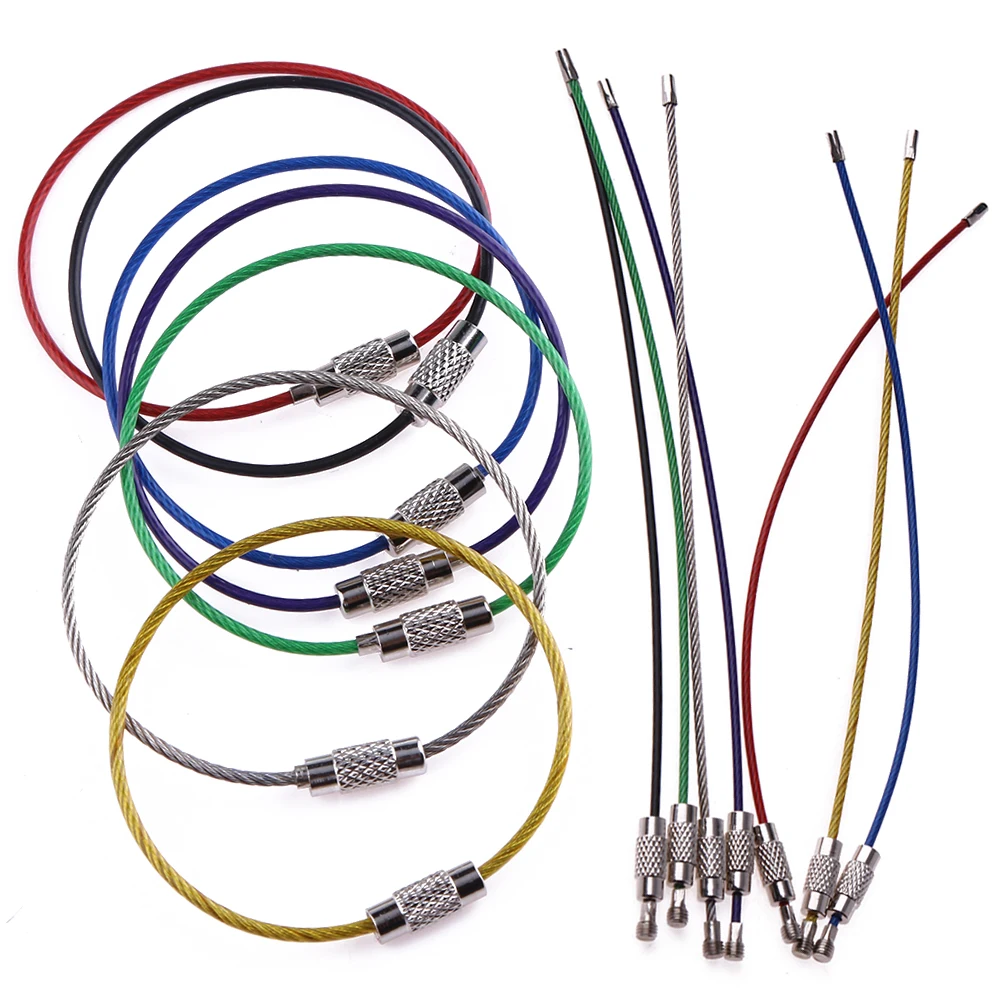 

7 шт., брелок для ключей из нержавеющей стали, цветной брелок для ключей, петля, винт, замок, трос, брелок для ключей, легкий вес для плоскогубцев для фонариков