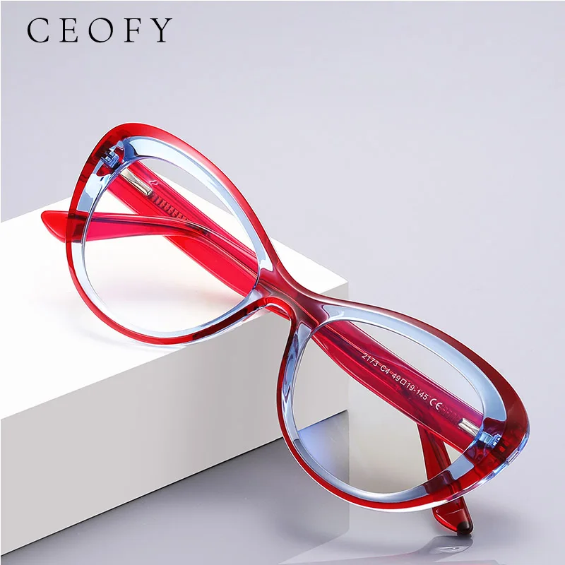 Ceofy Women Fashion Cat Eye Myopia Eyeglasses Frame Optical Vintage Prescription Glasses Frame New Arrival 2001