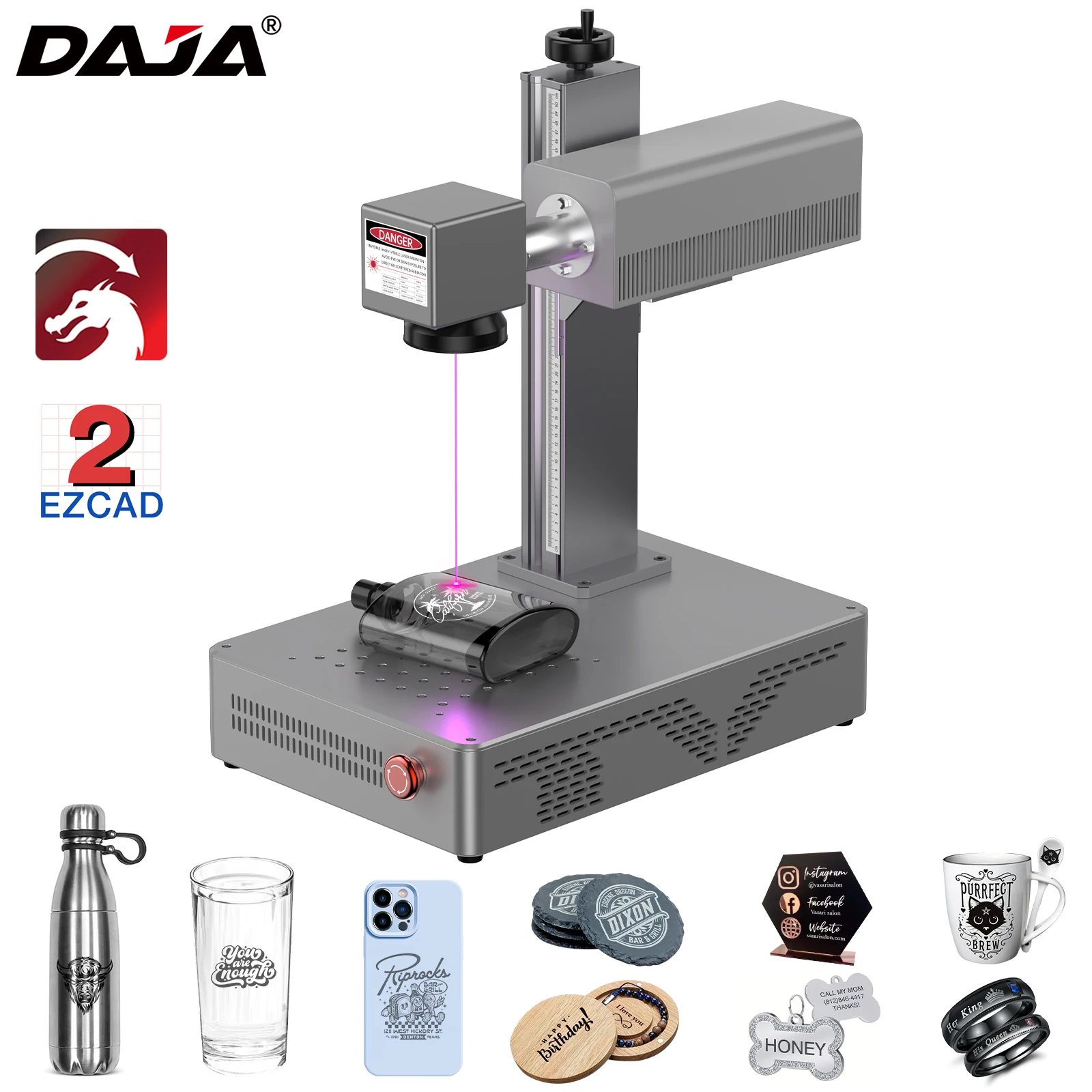 DAJA UV Laser Marking Machine Portable Industrial CNC Laser Engraver for All Materials Glass Silicone Metal Wood Plastic Leather