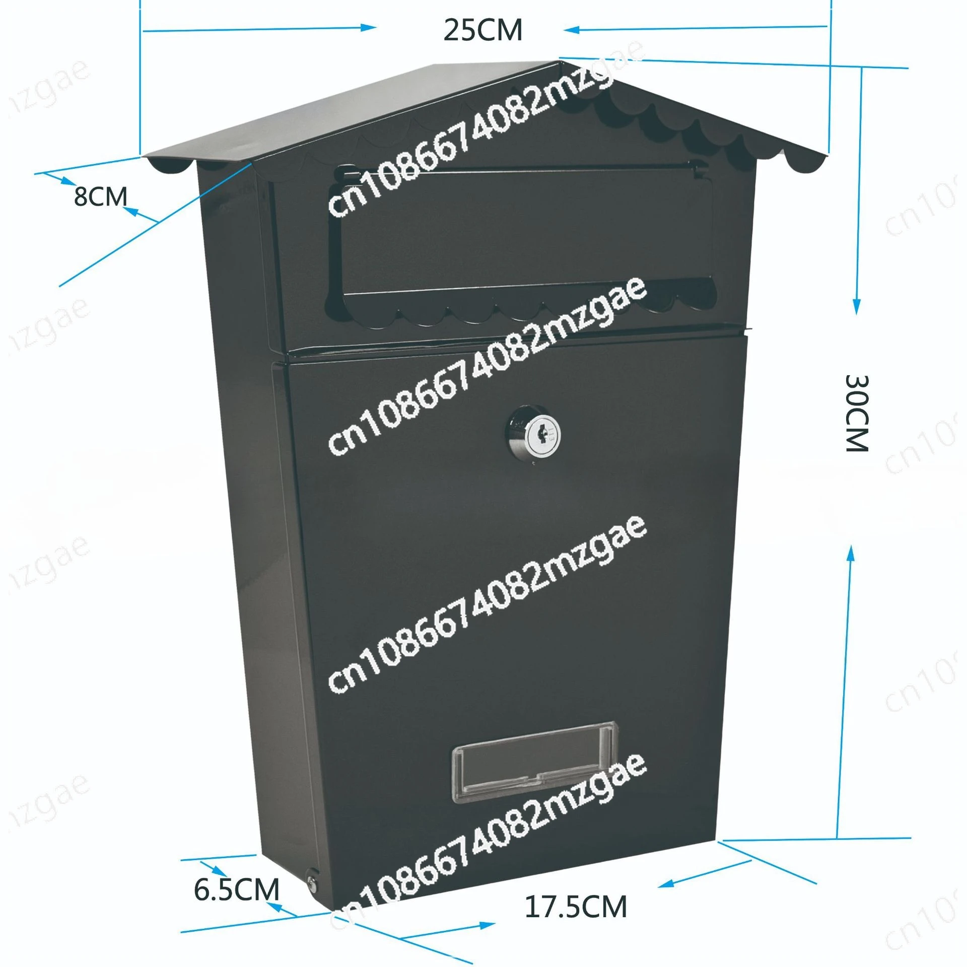 Metal Key Lock Mail Boxes Outdoor Locking Wall Mount Mailbox Security Key Drop Box Collection Boxes 25x8x30cm