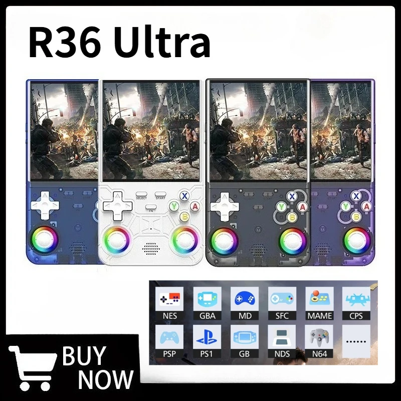

R36 Ultra Open Source R36S Video Game Console Linux System 4.0 Inch IPS Screen Portable Pocket Video Player 64GB best Games