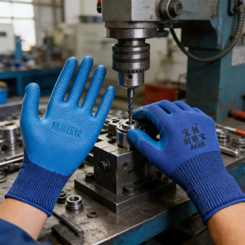 

Work Safety Protective Gloves for Construction Gardening Blue Embossed Gloves Protective Gloves Labor Protection Clean Gloves