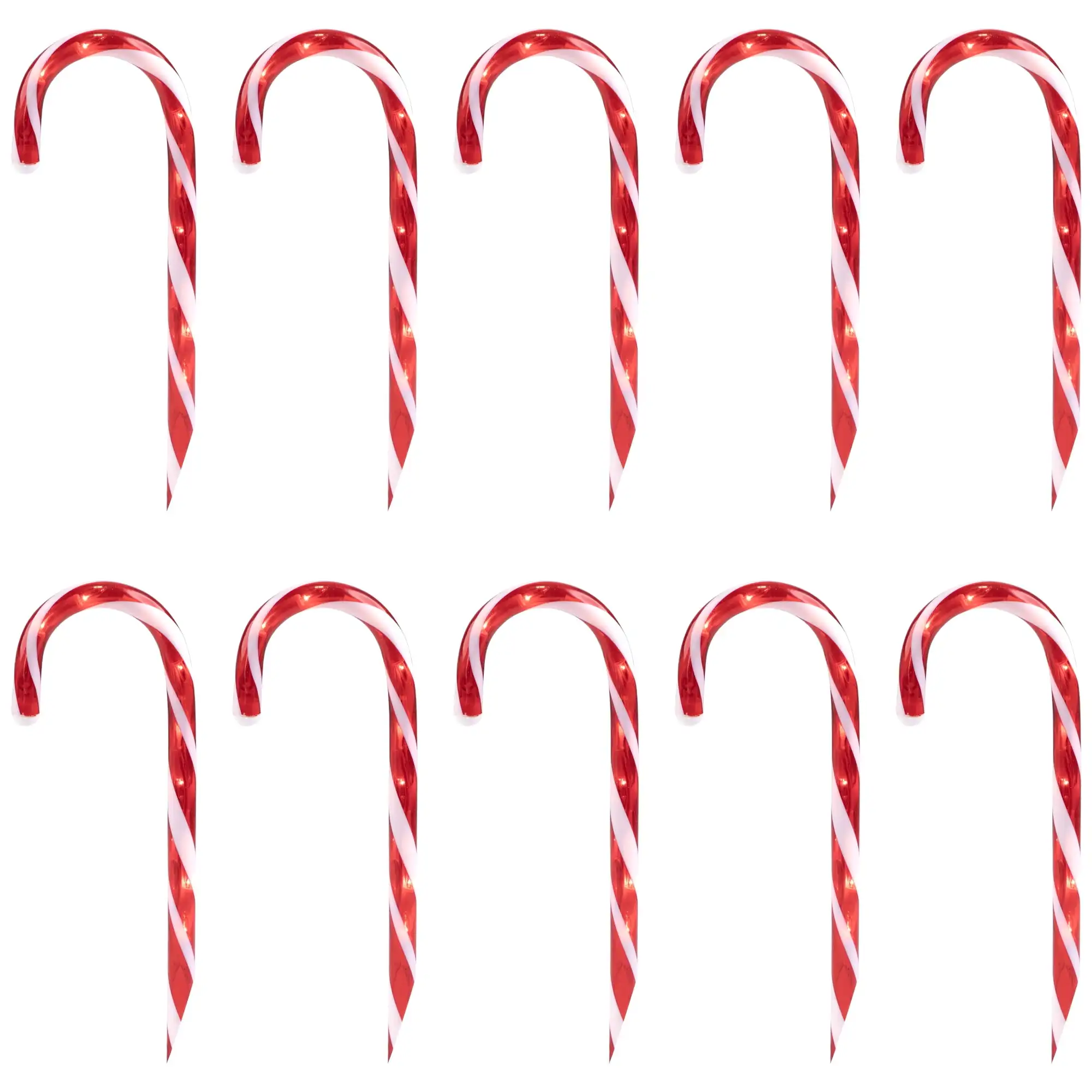 

Уличные маркеры для рождественских дорожек с подсветкой Candy Cane — белая проволока 13,5 дюйма — набор из 10 шт.