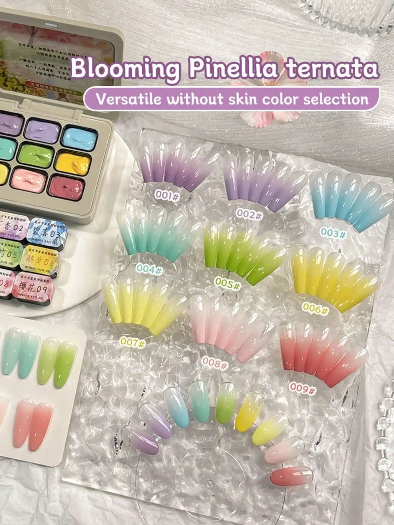 MORDDA 9 pièces floraison Pinellia Ternata tapotements colle tache en conserve haute Saturation populaire semi-solide vernis à ongles Salon de manucure