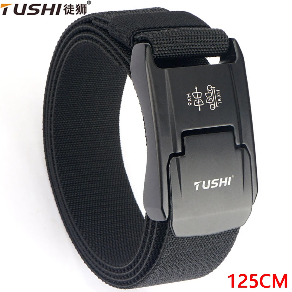 TUSHI New Stretch Belt For Men and Women Hard Quick Release Buckle Strong Real Nylon Unisex Elastic Belt Overalls Work Belt