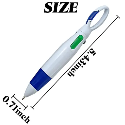 40 Plastic Carabiner Shuttle Pen 4-in-1 Retractable Ballpoint Pens Multicolor Pens with Buckle Keychain on Top for Office School