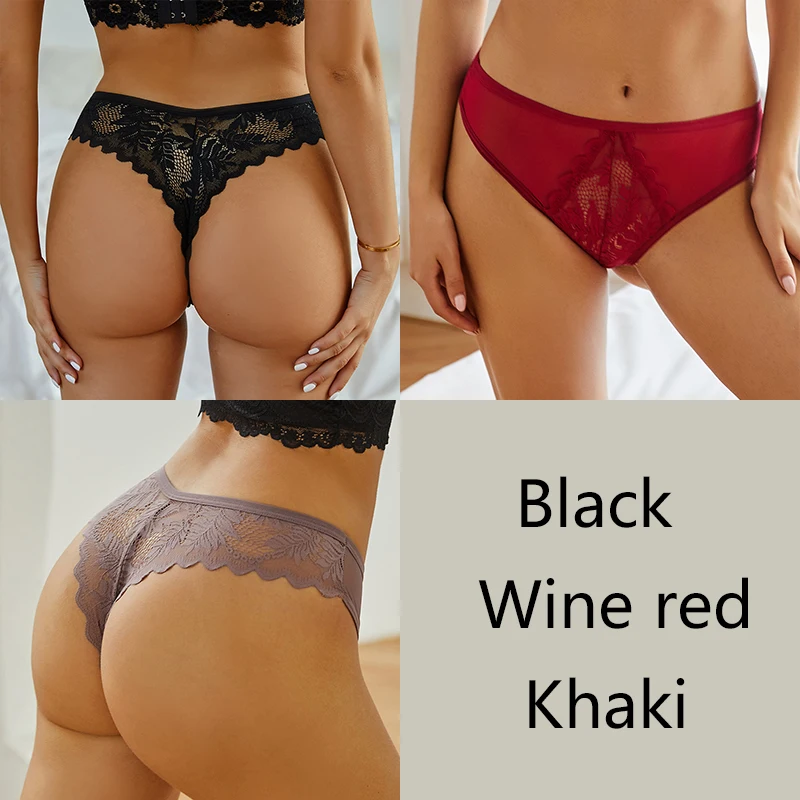 FINETOO 3 Teile/satz Sexy Tangas Frauen Spitze Floral Bikini Unterhose S-XL Low-Rise G-string Unterwäsche Damen Tanga Höschen dessous