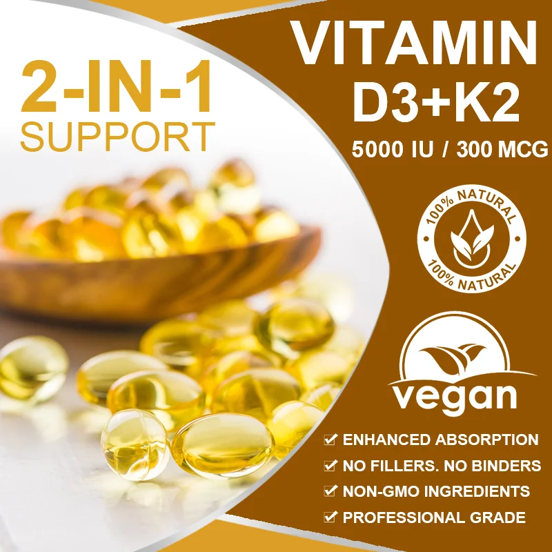 Alxfresh Vitamin D3+K2 Capsules for Immune, Joints, Muscles and Bones Support with Variety of Vitamins and Minerals Supplement