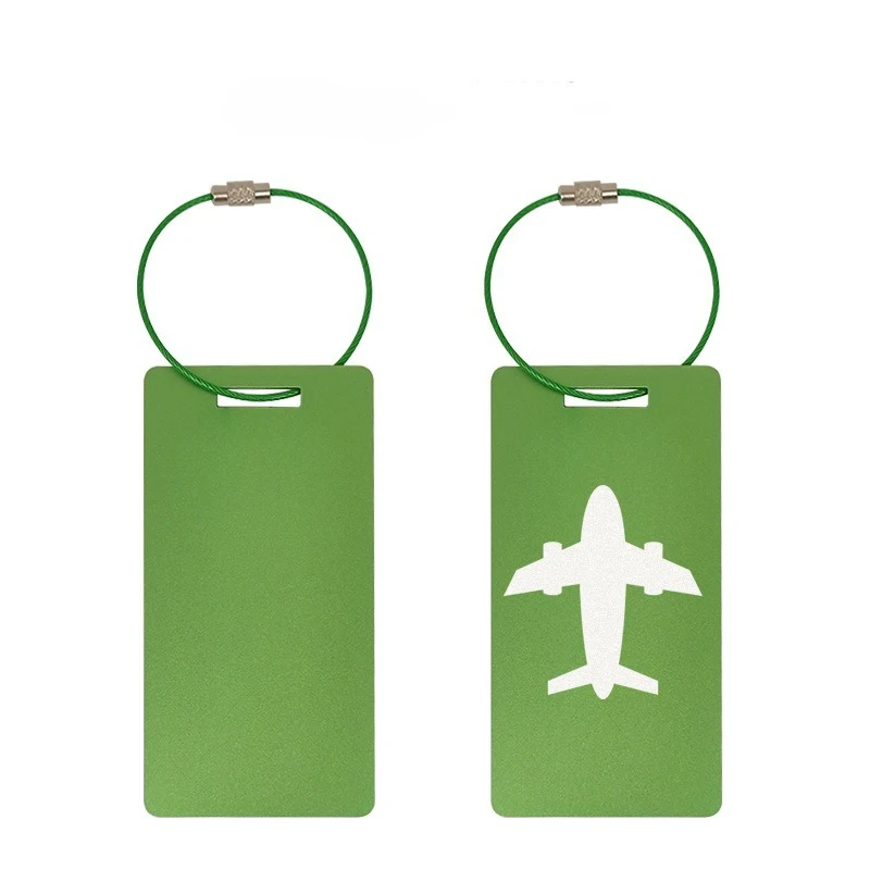 Porte-clés d'étiquette de bagage en alliage d'aluminium, numéro de nom personnalisé, texte personnalisé, porte-clés d'aviation en métal, étiquette Laser, porte-anneau