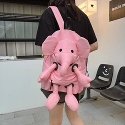 Cartoon elephant doll backpack female 2024 new fashion large capacity waterproof student bag girl travel bag