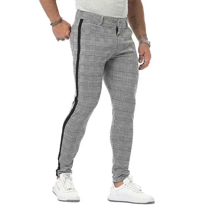 

Men's Streetwear Chinos Plaid Casual Pants Fitn Skinny B Straight Leg Eighteen Pants Youthful Vitali Sle Other Brand