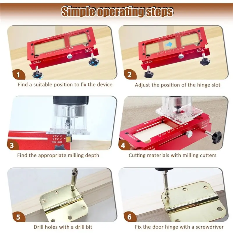 A93Z Aluminum Alloy Door Hinge Jig, Router Templates For Door Hinges From 2.5