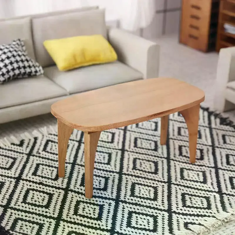 لطيف دمية المنمنمات الكرز الخشب طاولة القهوة مكتب نموذج أثاث صغير الحلي الاطفال التظاهر اللعب لعبة DIY بها بنفسك ملحق الهدايا #2