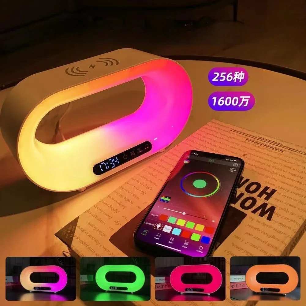 Intelligence APP Bluetooth Clock Wireless Charger Night Light Mobile Phones Multifunctional Colorful Atmosphere Desk Lamp New