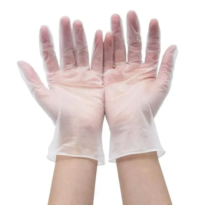 قفازات اللاتكس الخالية من المسحوق للاستعمال مرة واحدة ، قفازات بلاستيكية شفافة لتنظيف المطبخ ، والطبخ ، ومناولة الطعام ، والسلامة ، وعدم الانزلاق ، ومقاومة للماء