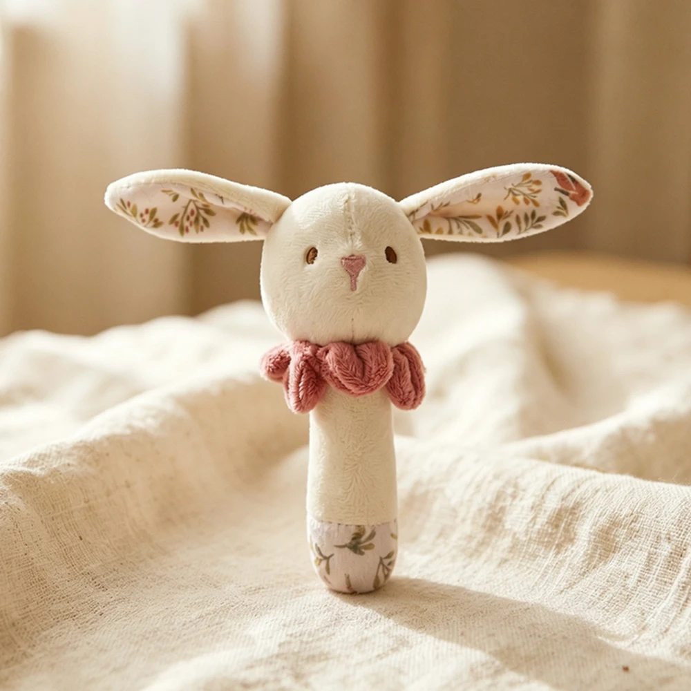 Baby Rattle Sensory Cotton Soft Music Rattle Toy Rabbit Bear Soothing Infant Newborn 0-12M Early Motor Development Gift