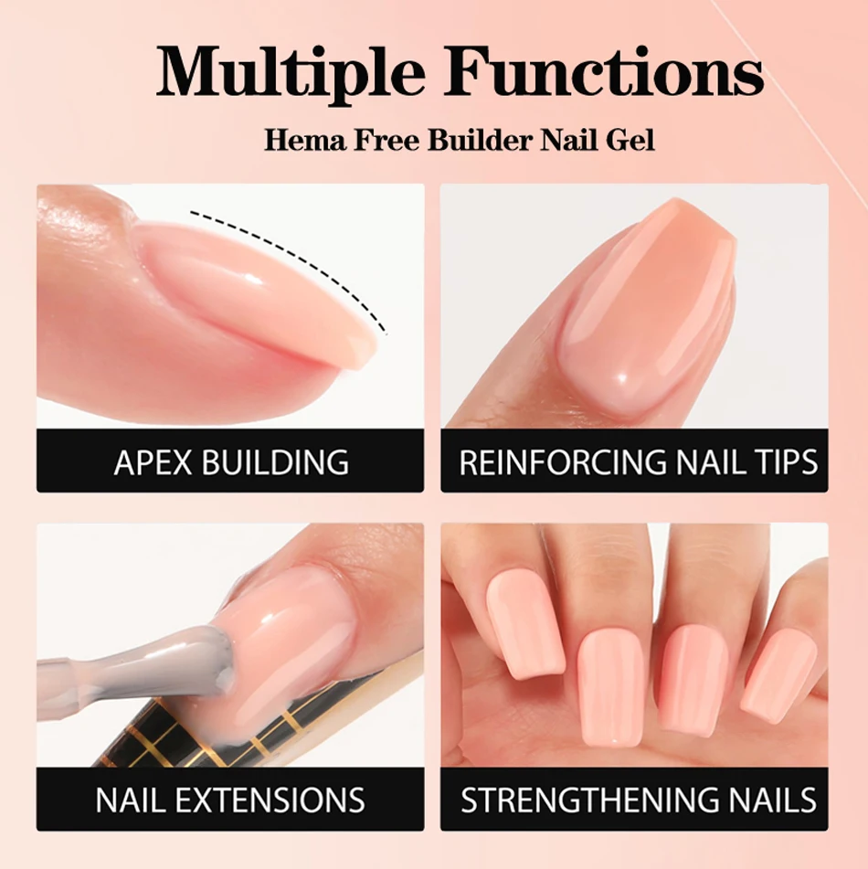CHUNSHU Hema FREE Construction UV Gel 18 ml Builder Nagelgel in einer Flasche Semi Permanent Thick Rubber Base Gel Extension Nails Art – Detail 6