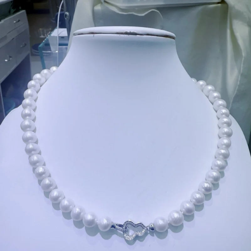 

Shanxia Lake Freshwater Pearl Necklace 8...9mm Round Almost Sterling Silver Accessories