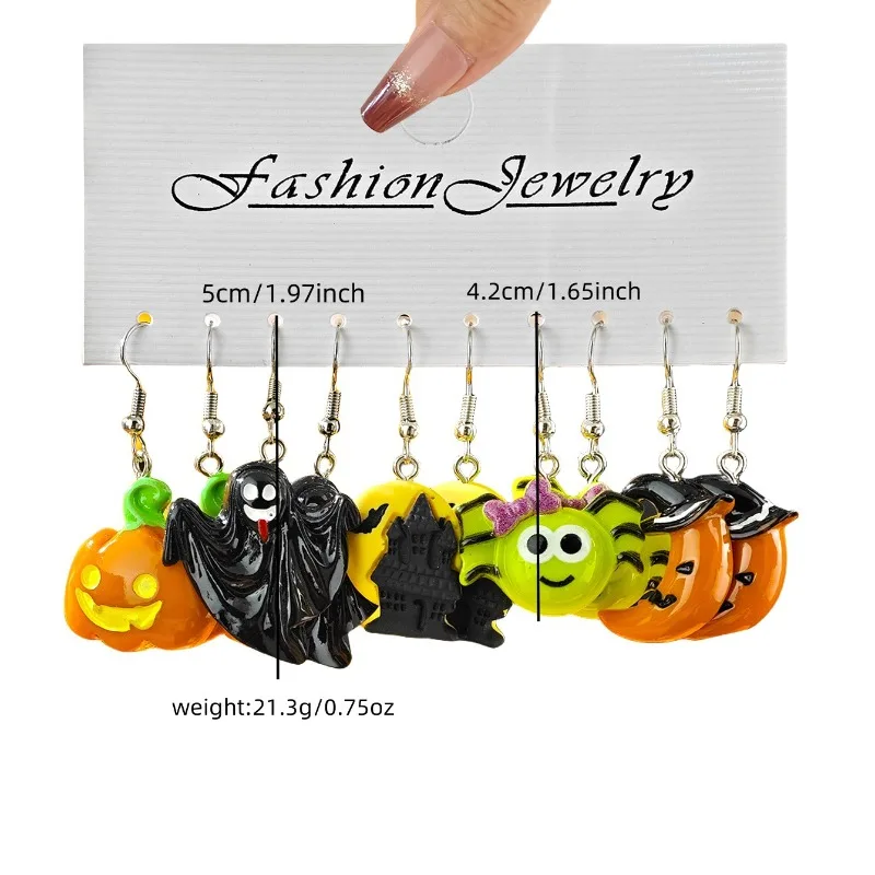 جديد هالوين سلسلة الراتنج المجوهرات المتخصصة الإبداعية شبح اليقطين قبعة الخفافيش أقراط القرط مجموعة #6