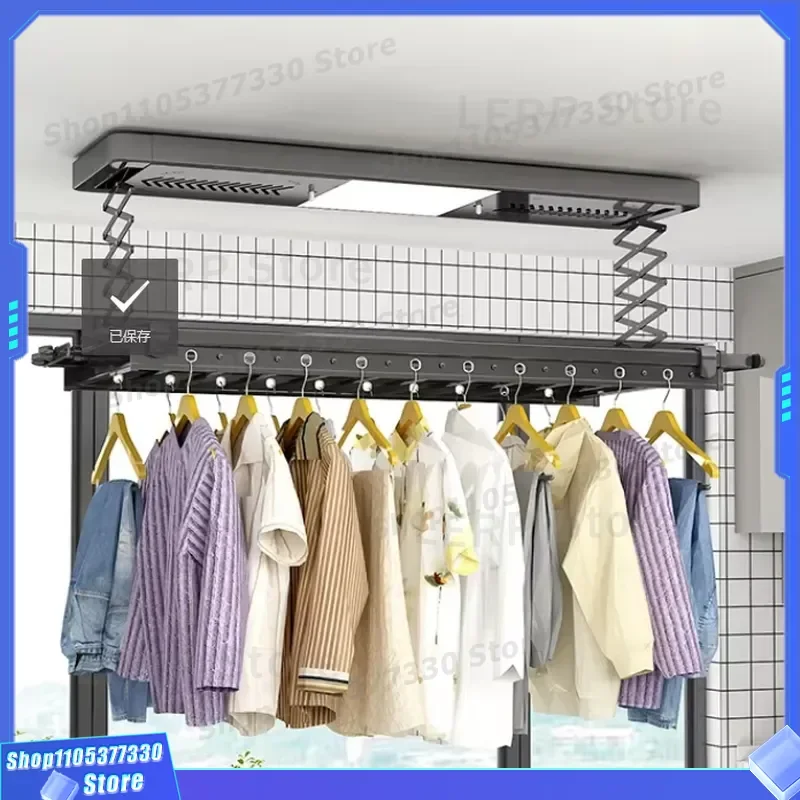 Smart Electric Clothes Drying Rack with LED Light Auto Lift Heated Airer Multi Fan Ventilation for Indoor Bathroom Use