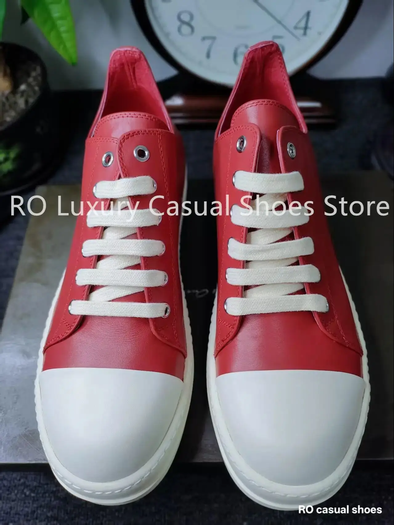 

Ro Top High Quality Female Casual Shoes Trendy Red Leather Sneaker Men's Low-Top Sneakers Flat Shoes Outdoor Shoes Student Shoes