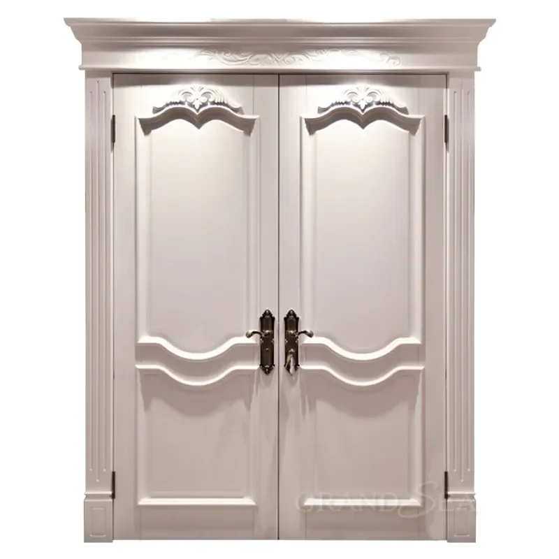 Algeria Maple White European Freshness Strong Stability Hand Carved Exterior Solid Wood Door For Interior Living Room