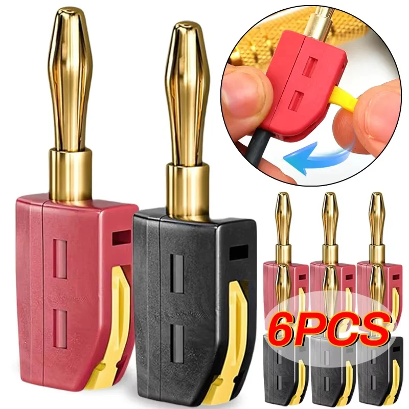 1/2/4/6Pcs Solder Free Banana Plug Portable 4MM 32A High Current Quick Wire Connector Banana Plug Gold-Plated Copper Connectors
