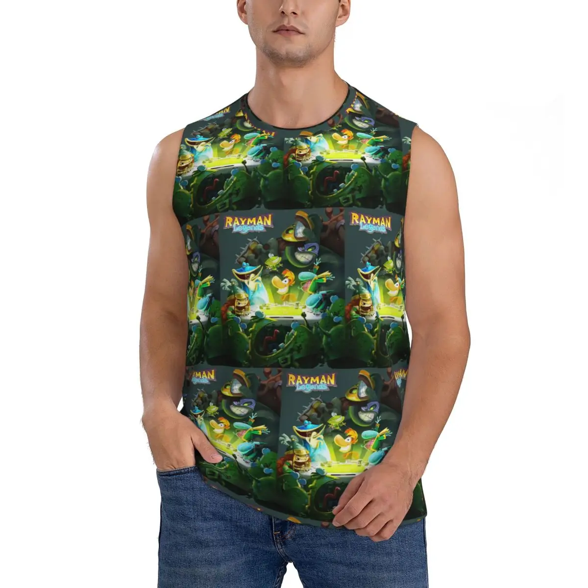 Cartoon Games Rayman Legends Men Sleeveless Tank Tops Quick Dry Breathable Gym Fitness Running Summer Casual Sport Vest