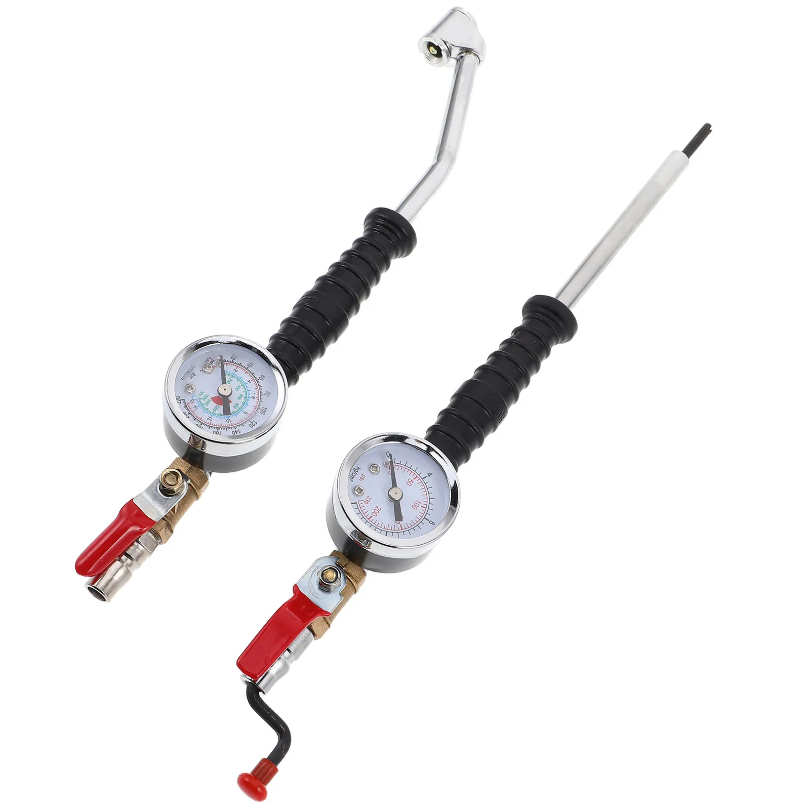 

2Pcs Handheld Tire Pressure Gauge with Quick Connect Lever for Auto Suv Rv Bike Tires Compact Heavy Duty Air Compressor Inflator