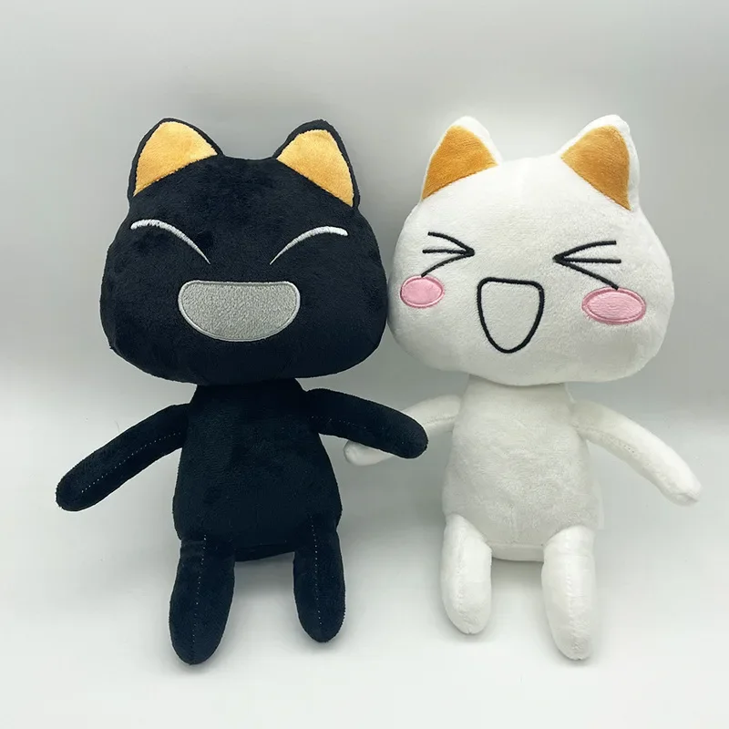 Plush Anime Game New Toro Inoue Cat  Doll Stuffed Kittens Plushie Cartoon Couple Black and White Cats Decor Gift Toys for Kids