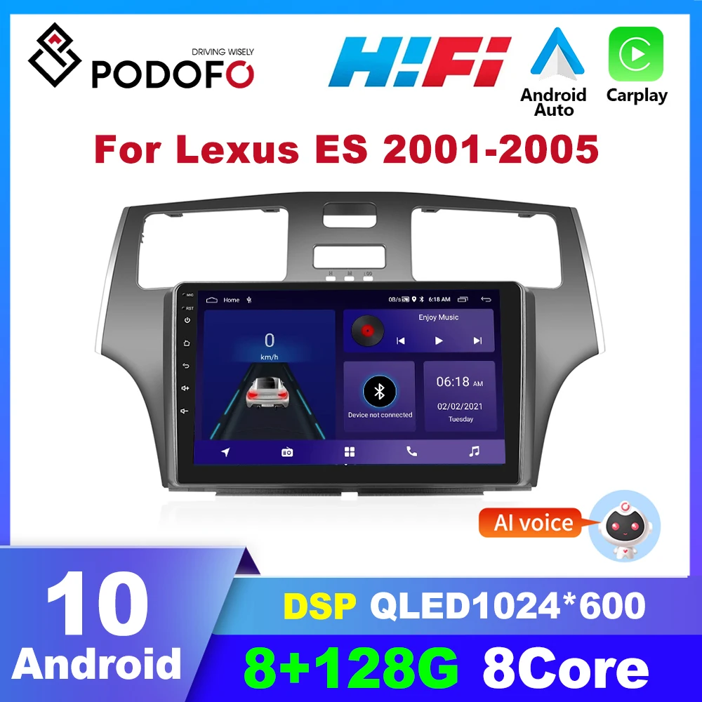 

Podofo Android 2 Din Car Radio For Lexus ES 2001-2005 Multimidia Video Player Carplay Autoradio GPS Navigation Audio