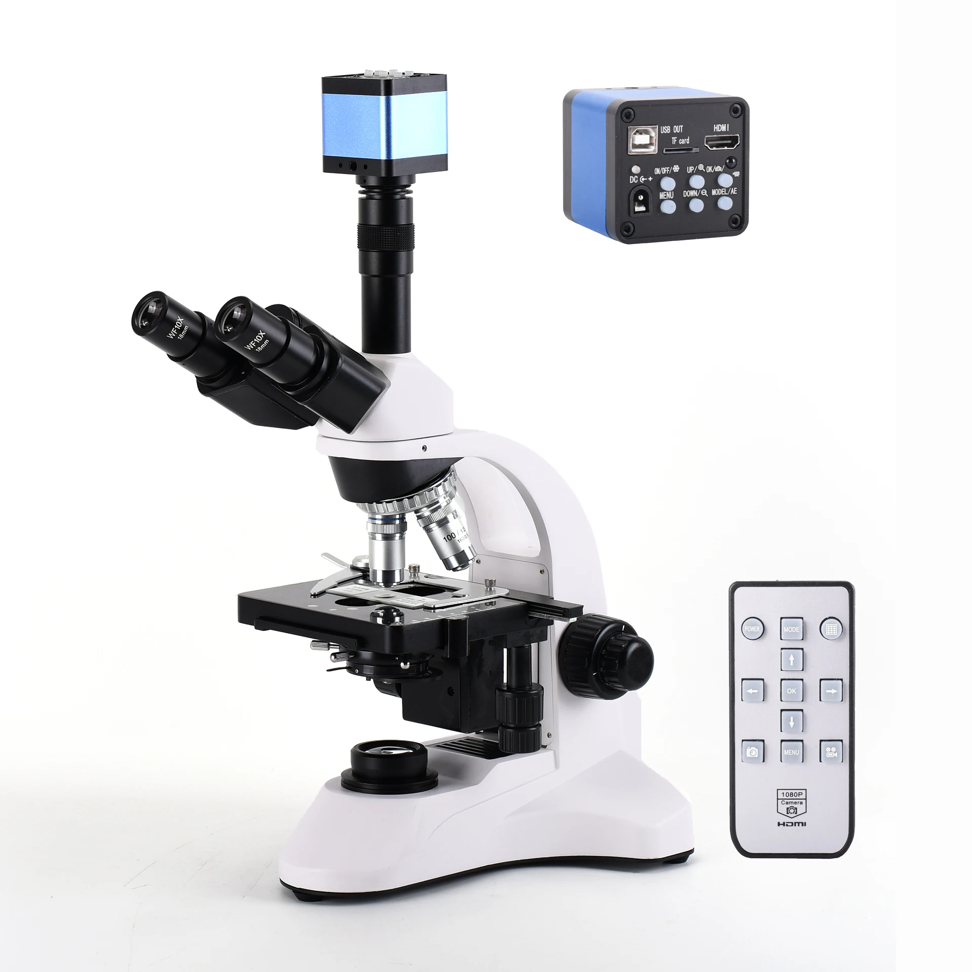 Microscope Camera 1080P HDMI-Compatible USB Digital Magnifier 1600X Trinocular Biological Microscope for Laboratory