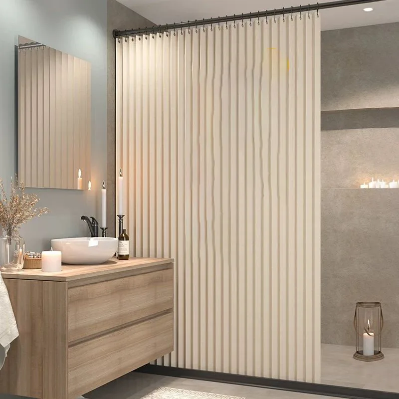 

Складная занавеска для душа, магнитная невидимая водонепроницаемая льняная занавеска для душа с крючками для домашнего отеля, проживания в семье, декор для ванной комнаты