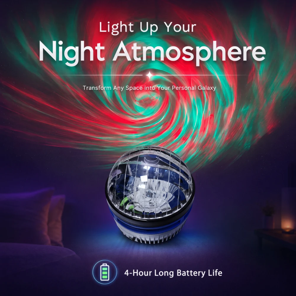 Rechargeable USB LED Aurora Borealis Projector Light Whirling Starry Night Design for Festival Parties Home Decor Gift
