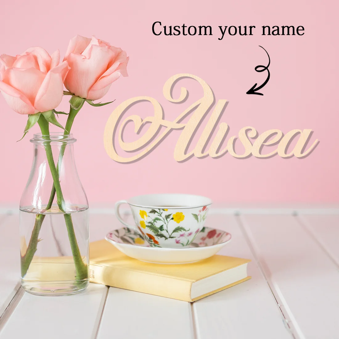 1 قطعة حب فني مثال علامة مقطوعة بالليزر اسم مخصص لوحة خشبية علامة خشبية النمط التقليدي لوحة ديكور الطاولة #3