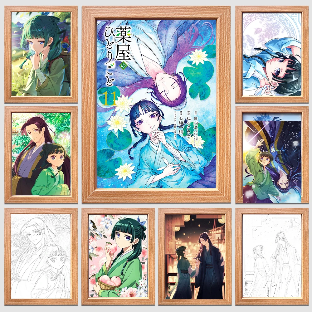 The Apothecary Diaries Anime Character Maomao Jinshi Lamp Painting Photo Frame LED Night Light Bedroom Decoration Gift Moon Lamp