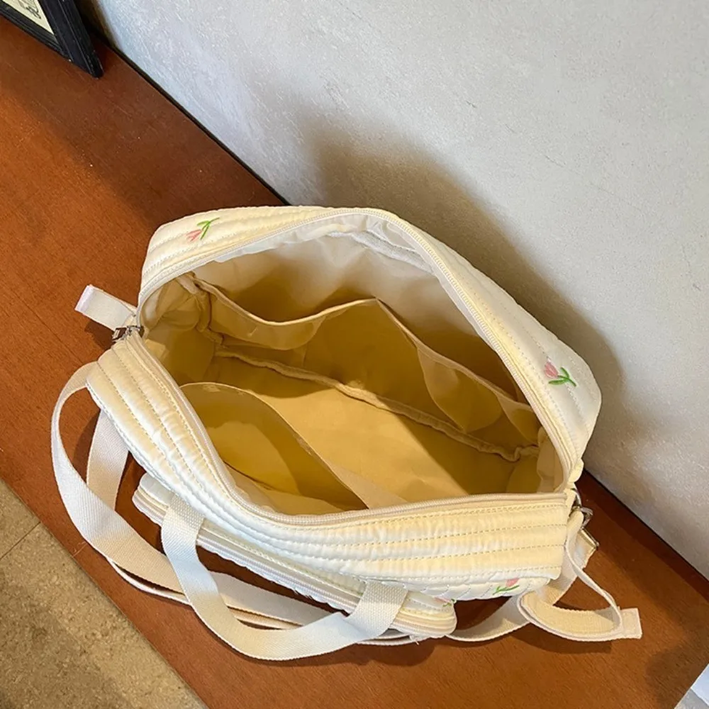 حقيبة مومياء بسيطة على الطراز الكوري على شكل زهرة متعددة الجيوب حقيبة كتف مفردة خفيفة الوزن منظم حفاضات الأطفال للأمهات #2