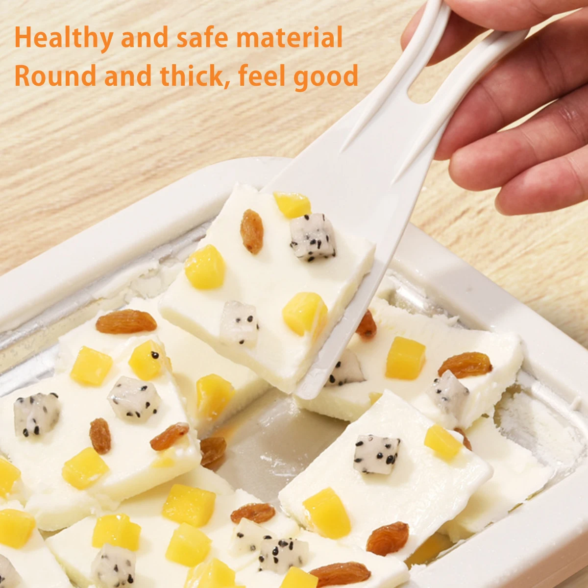 Stainless Steel Ice Cream Maker Plate Fried Yogurt Machine Pan Household Yogurt Fried Ice Tray DIY Mini Ice Tray with Scraper