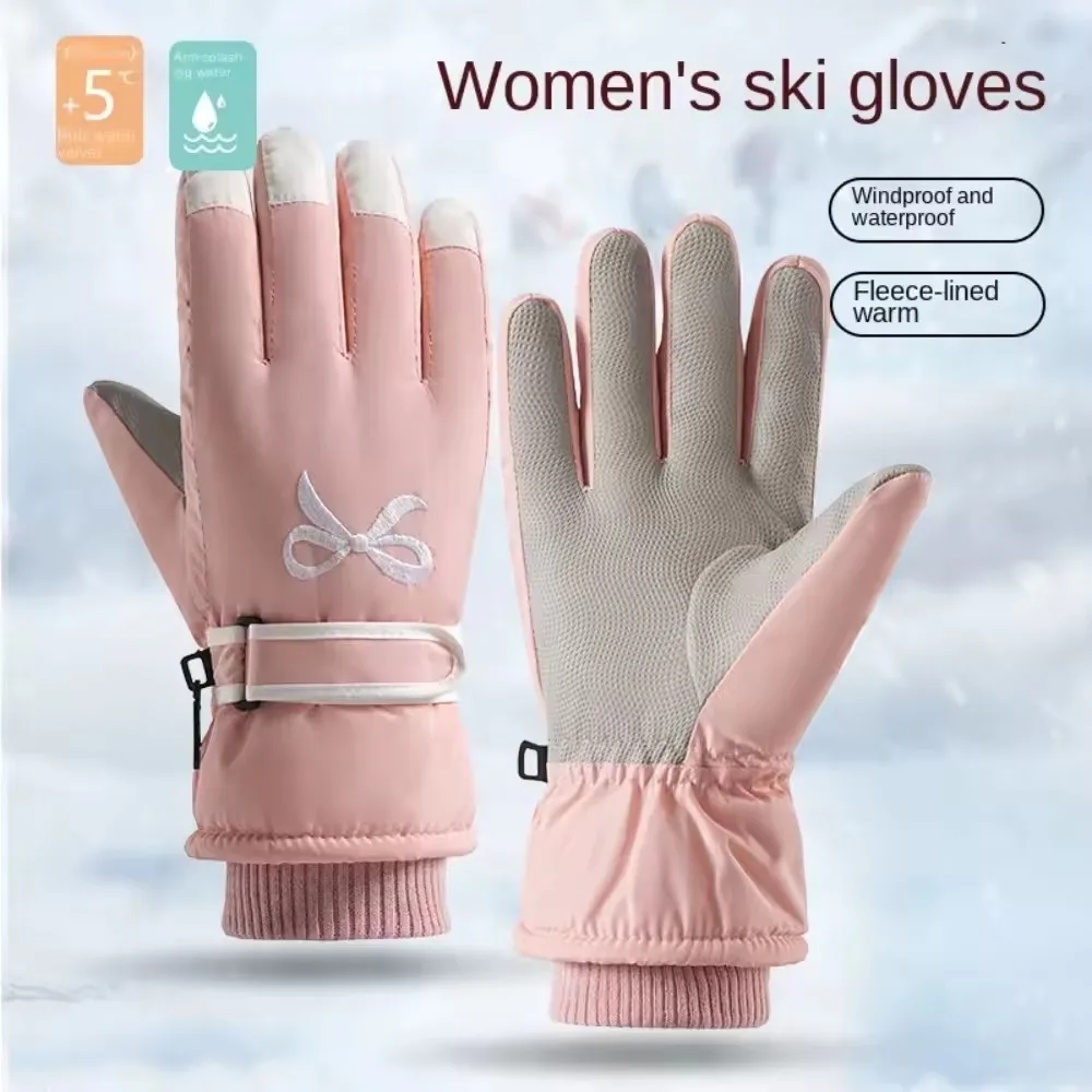 Winter warme dicke Silikon rutschfeste Handschuhe für Frauen Touchscreen Vollfinger Camping Fahrradhandschuhe wasserdichte dicke warme Handschuhe