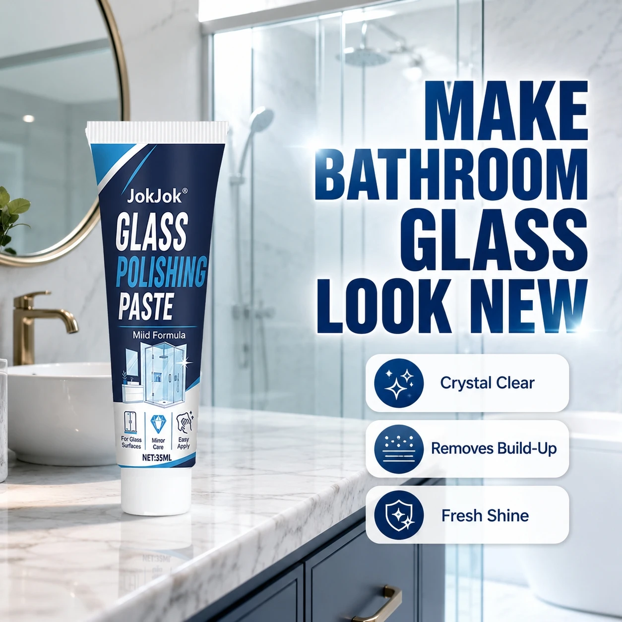 Multi-Functional Bathroom Renovation Polishing Paste - Powerfully Removes Limescale, Soap Scum, and Stubborn Stains, Deeply