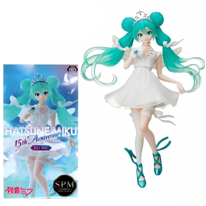 21CM Hatsune Miku Anime 15th Anniversary White Dress Angel Model Toy Sakura Base Gift Collection Aciton Figure PVC Boxed