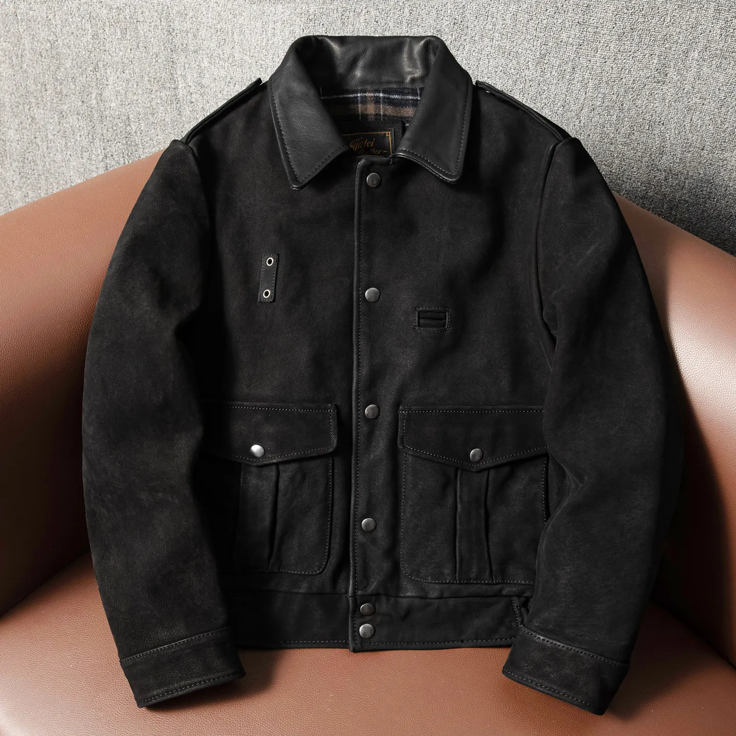 

Mounted police uncoated first layer cowhide matte retro flight suit genuine leather men's large size leather jacket