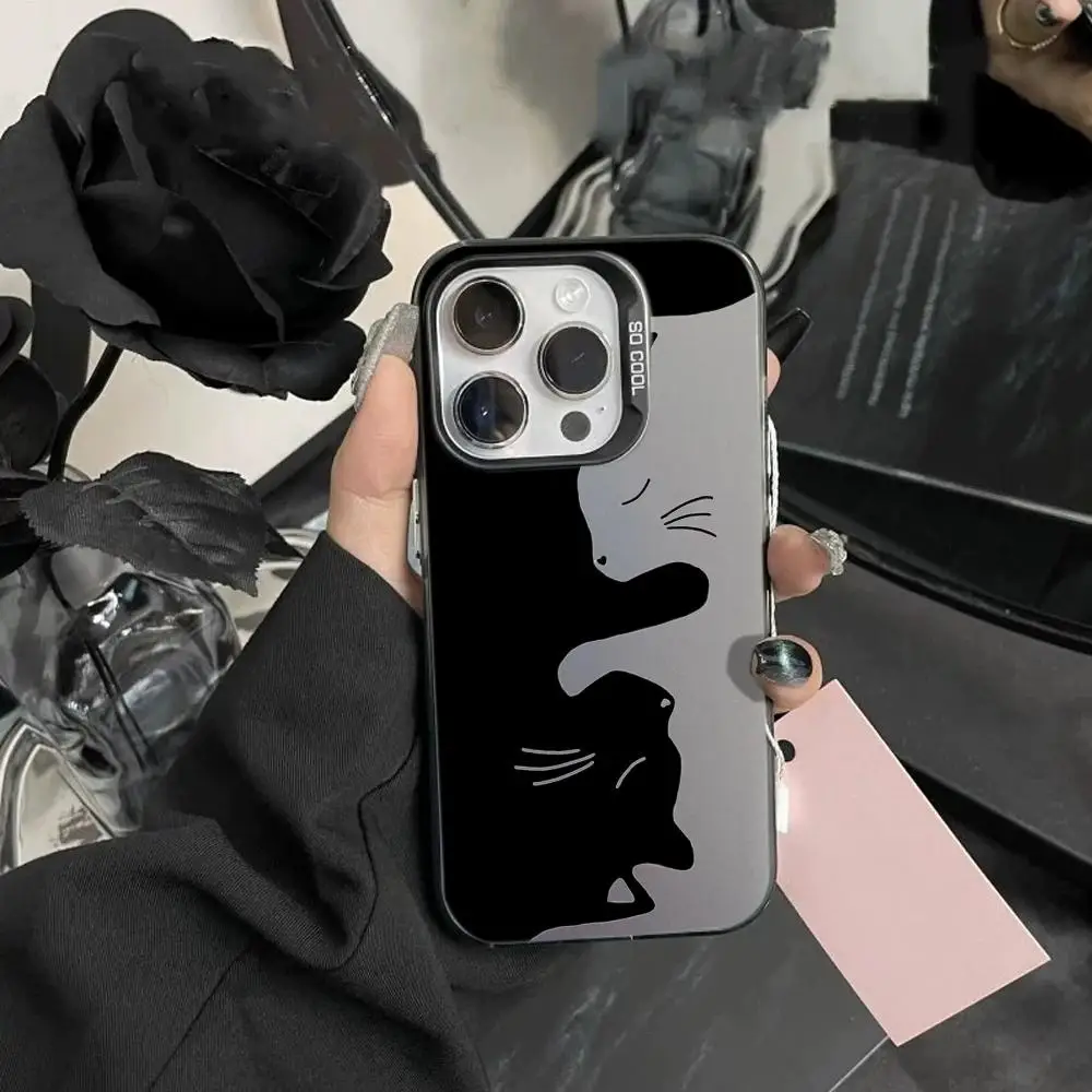 Black Cat Phone Case Color electrosilvering IPhone16 11 14 15 12 Pro 11 Plus 13 Pro MAX iphone Drop case