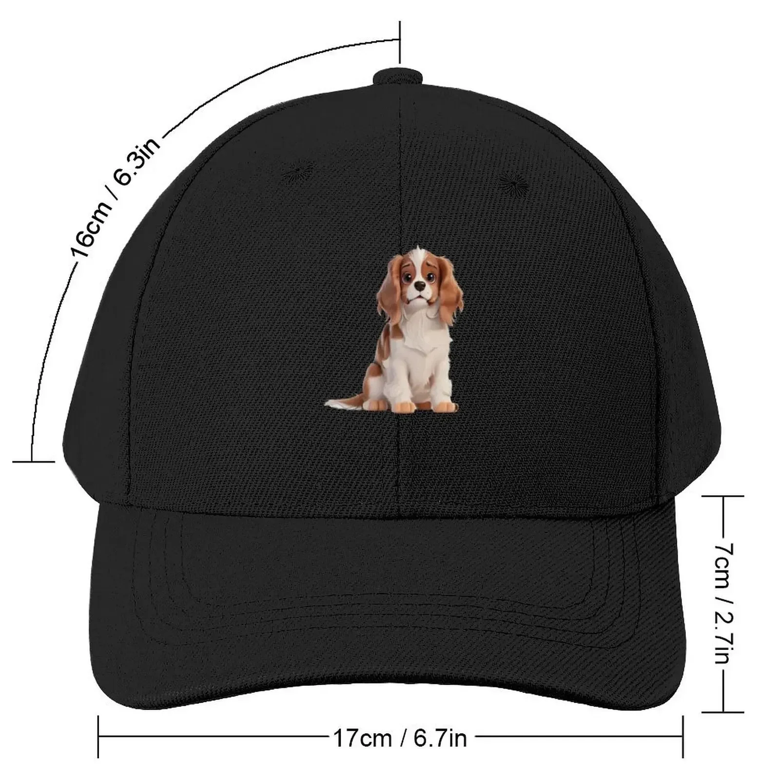 Animated Cavalier King in 3D Style -Charles Spaniel Baseball Cap Horse Hat Designer Hat Caps For Men Women's