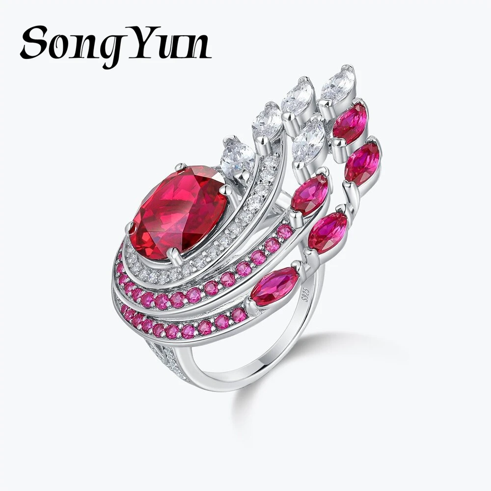 

SONGYUN Luxury Jewelry 925 Sterling Silver Ring Zircon 5A Grade Heart Vacation for Women 18K Rose Gold Plated Fine Jewelry Rings