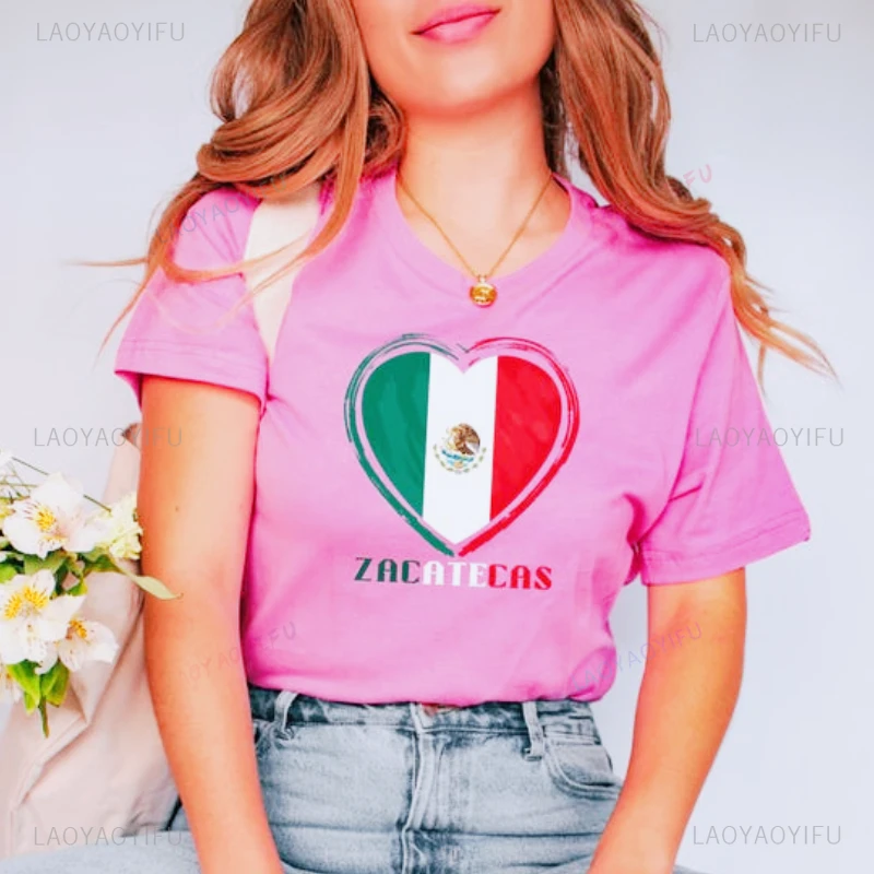 Zacatecas México T-Shirt Custom México State Shirts Mexicana Graphic T-Shirt Katoen Latina Letters Tee Mode Unisex Kleding