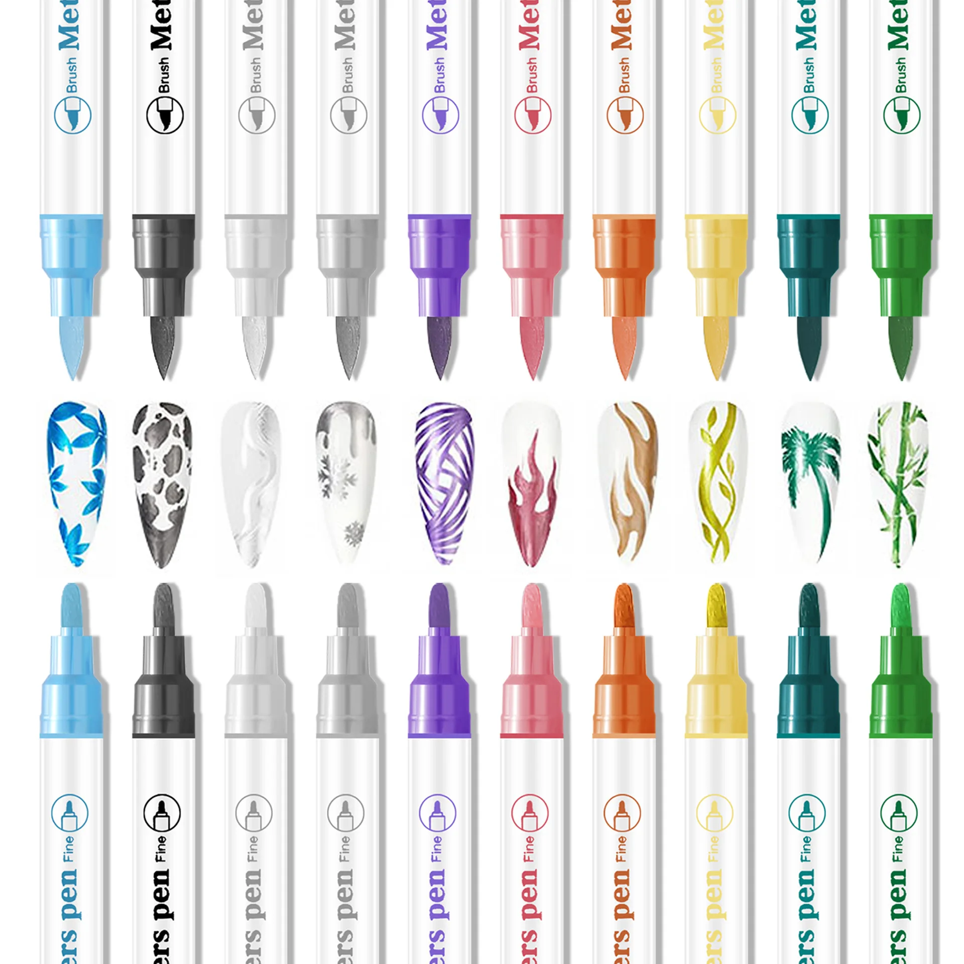 

10 Color Nail Art Pen Quick Dry Waterproof Painting Graffiti Acrylic Pen DIY Design Abstract Line Nail Art Beauty Tool Supplies